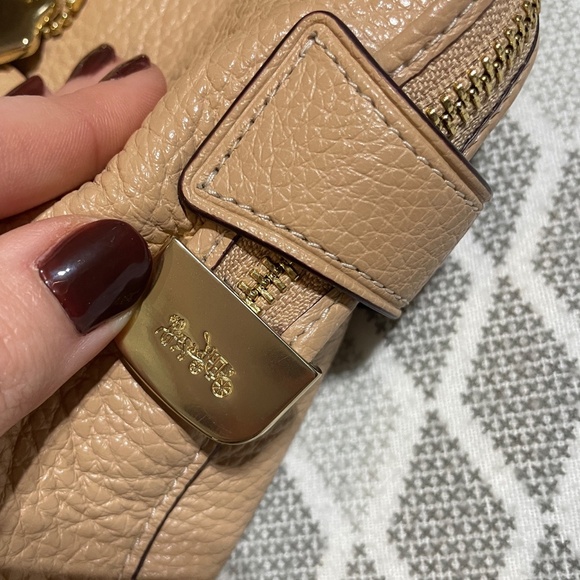 Peach Coach Handbag with Gold Hardware and Brown handles - Picture 6 of 7